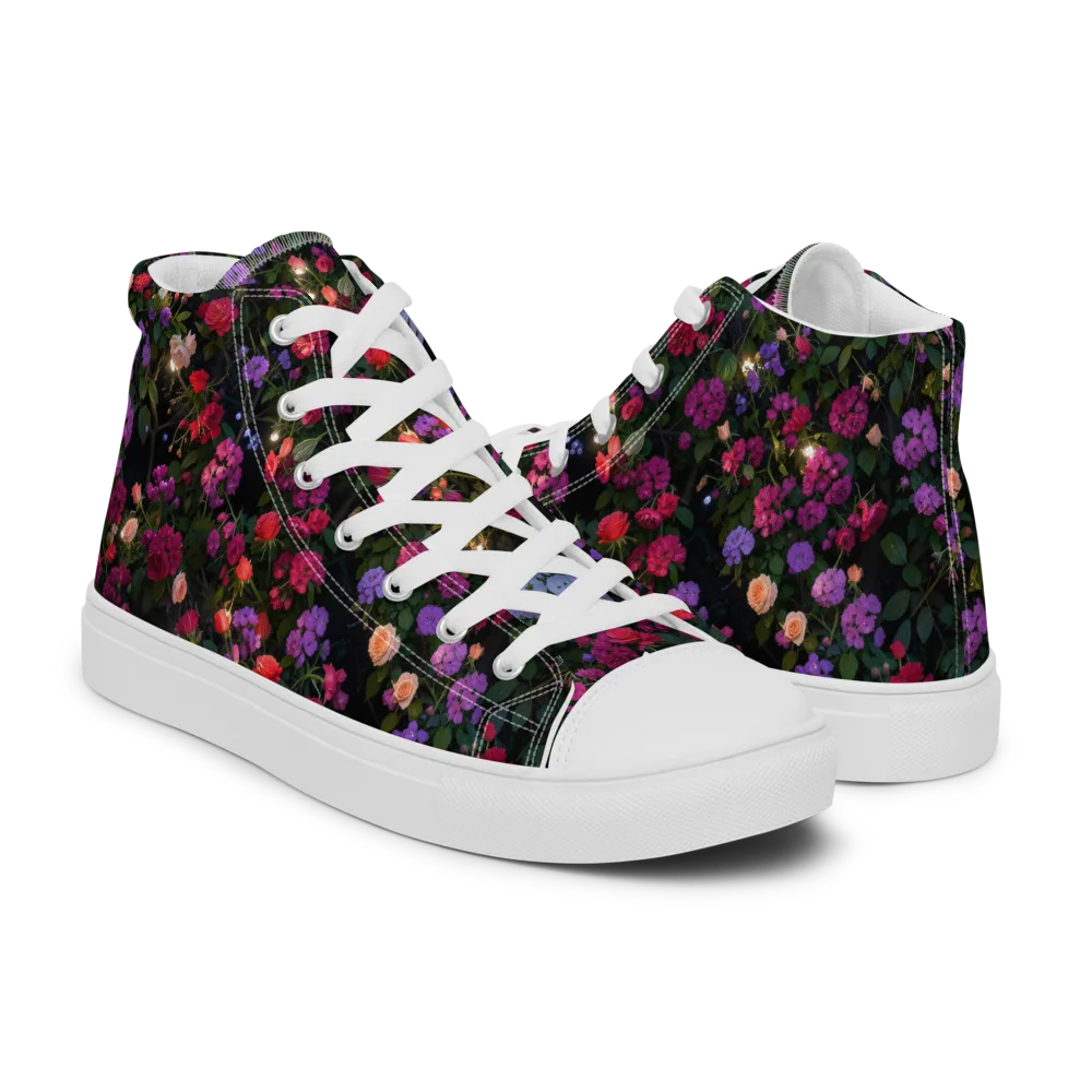 Velvet Bloom on Men's High Top Canvas Shoes — Right