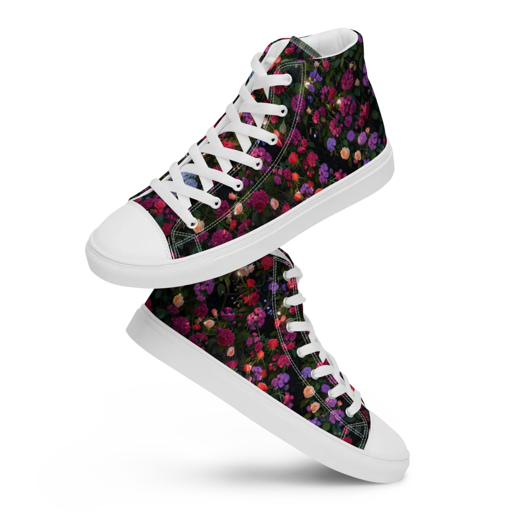 Velvet Bloom on Men's High Top Canvas Shoes — Front