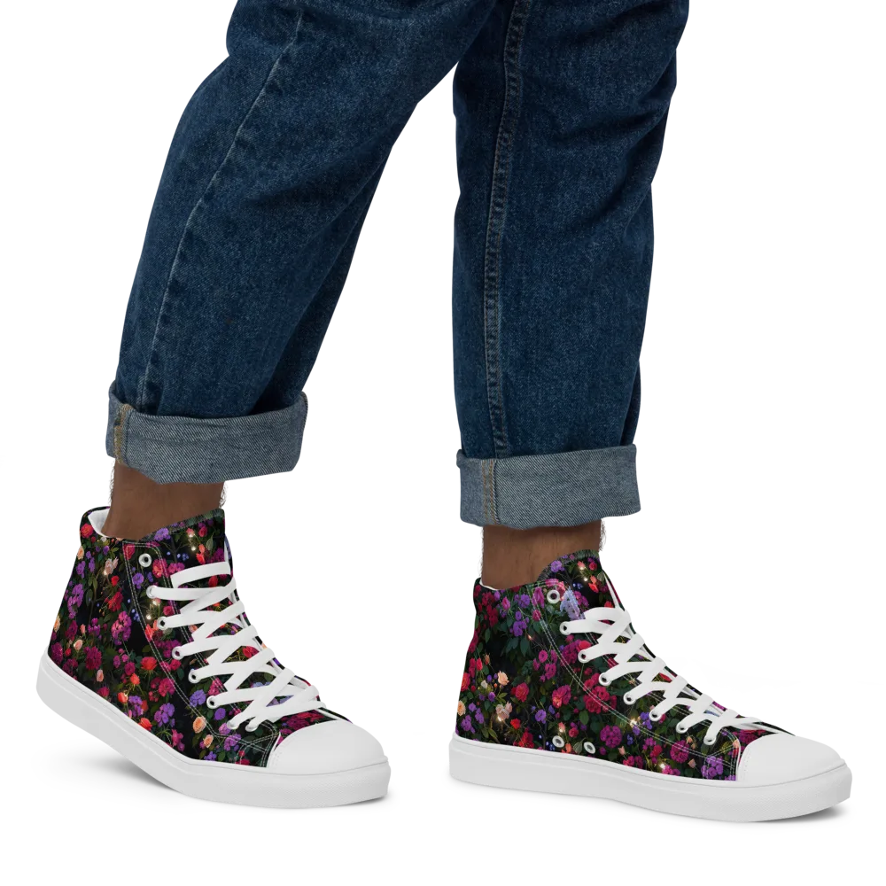 Velvet Bloom on Men's High Top Canvas Shoes — Right