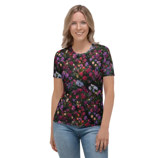 Velvet Bloom on a Women's Crew Neck T-Shirt