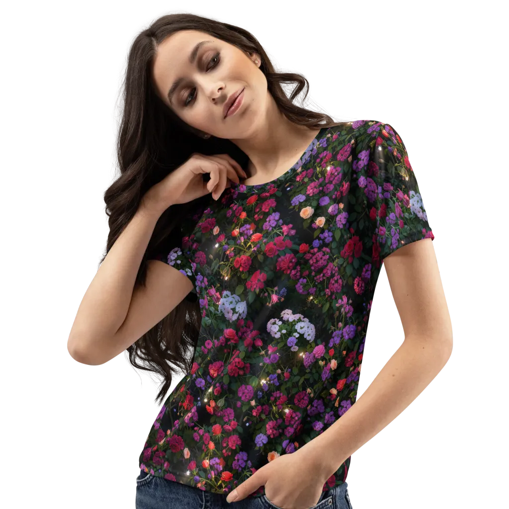 Velvet Bloom on Women's Crew Neck T-Shirt — Left Front