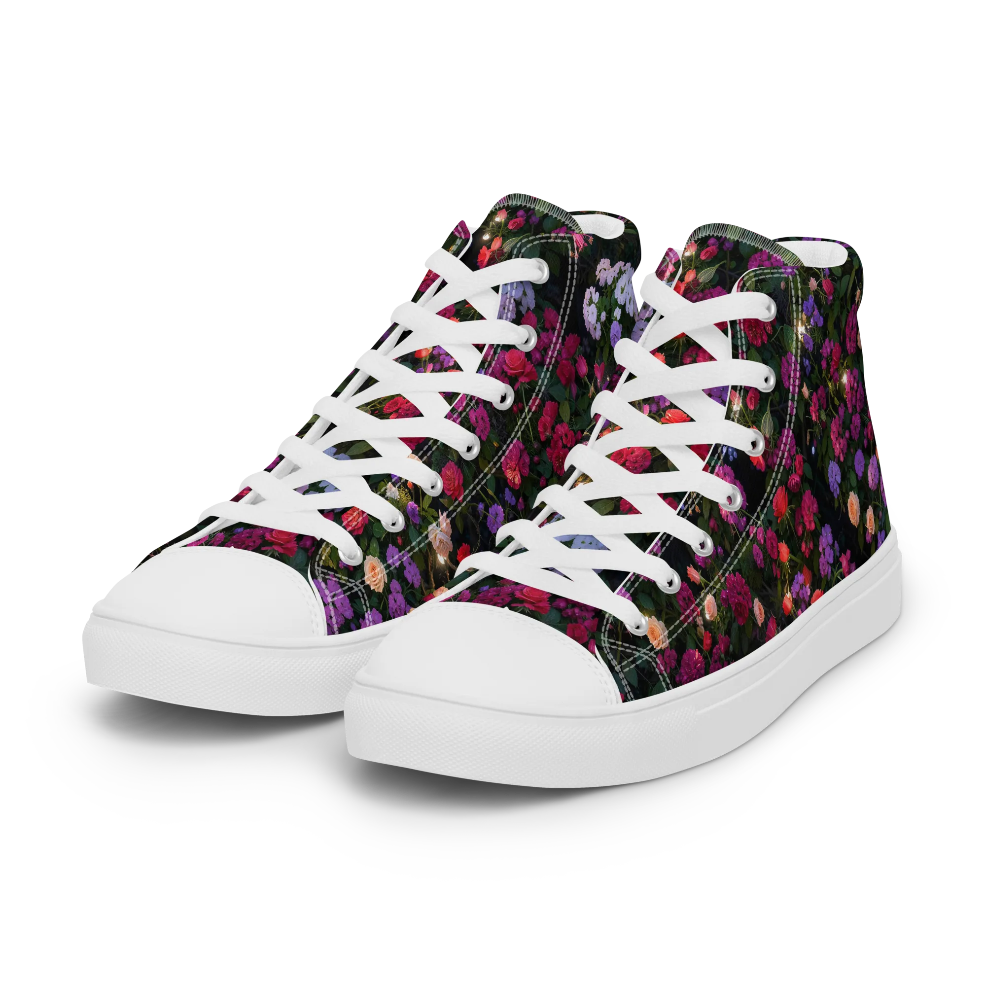 Velvet Bloom on Women's High Top Canvas Shoes — Left Front