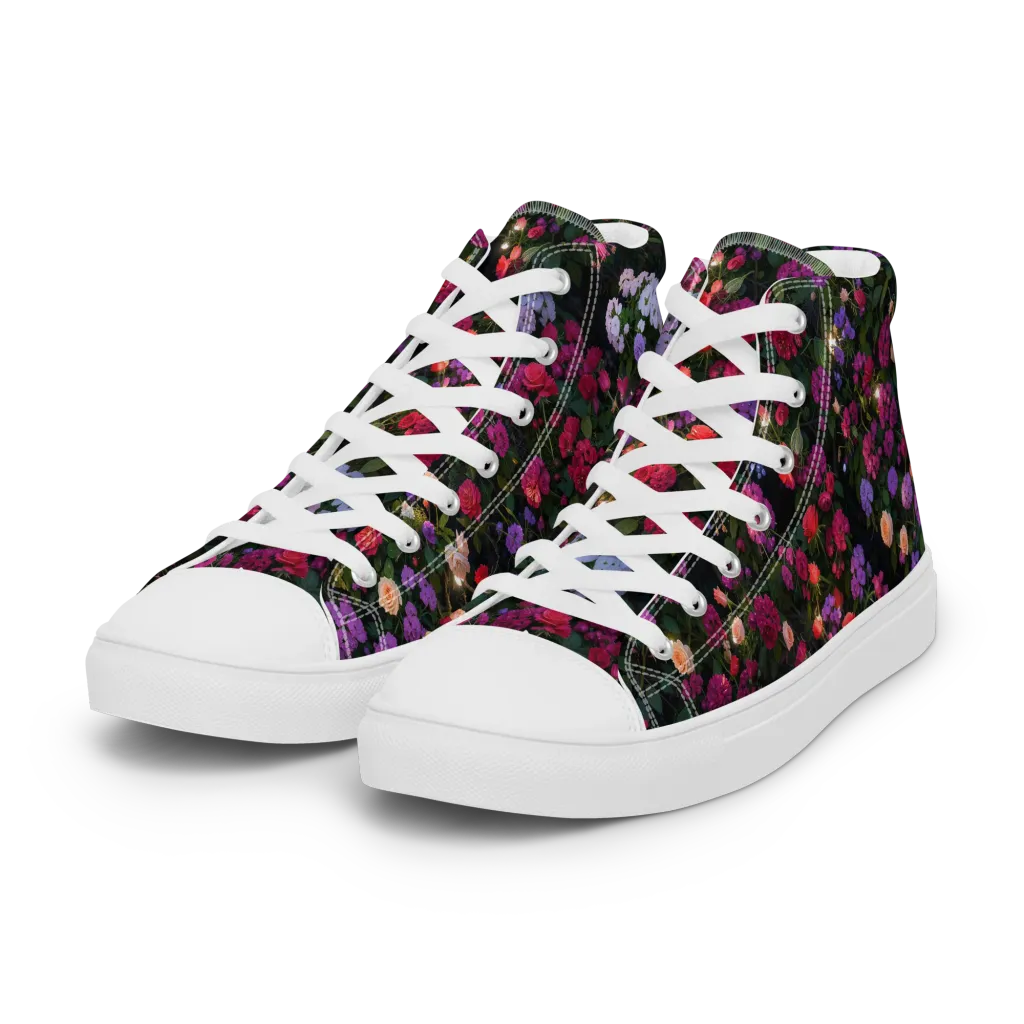 Velvet Bloom on Women's High Top Canvas Shoes — Left Front