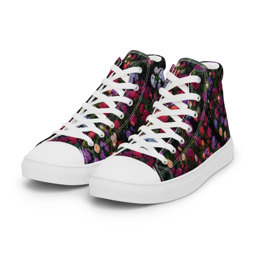 Velvet Bloom on a Women's High Top Canvas Shoes