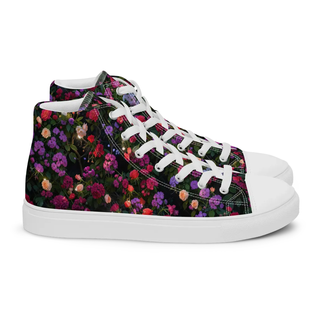 Velvet Bloom on Women's High Top Canvas Shoes — Right
