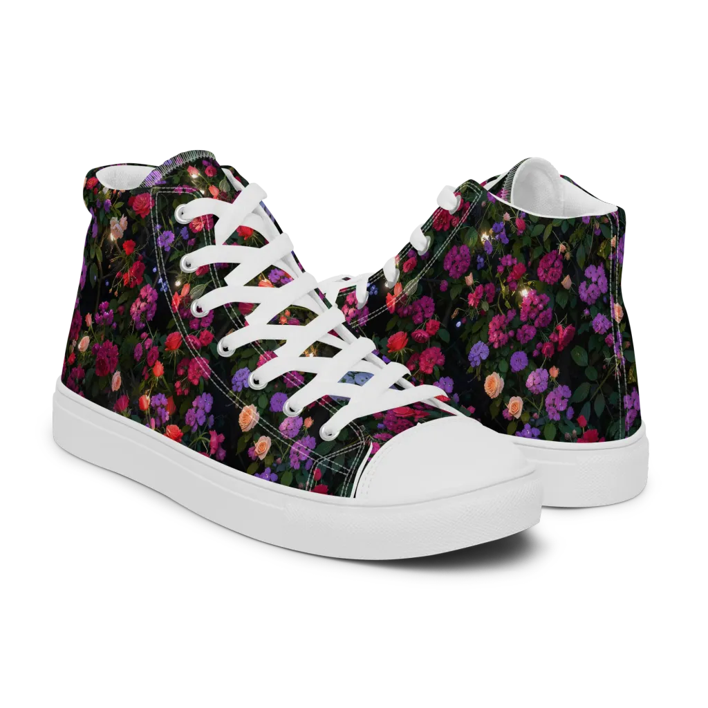 Velvet Bloom on Women's High Top Canvas Shoes — Right