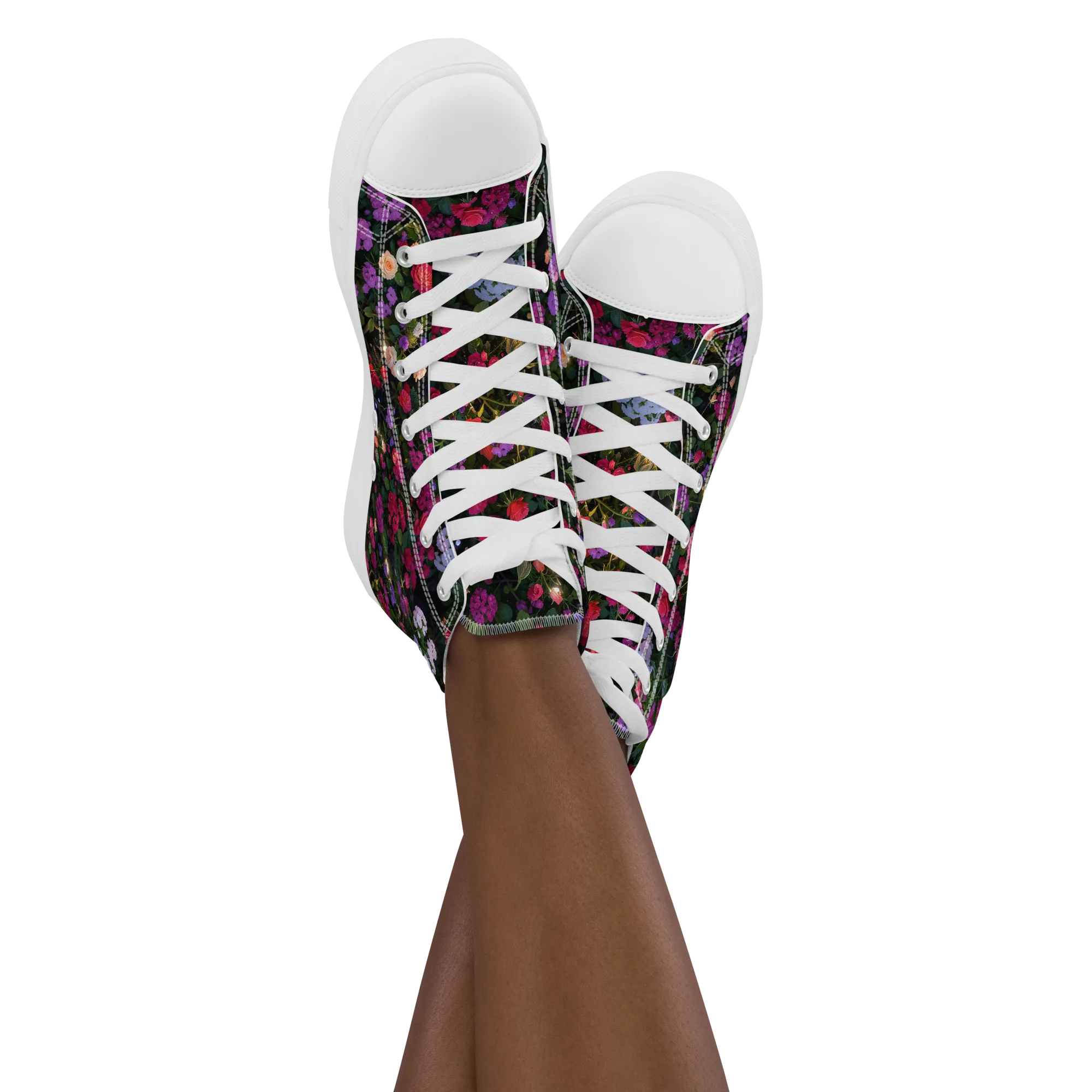 Velvet Bloom on Women's High Top Canvas Shoes — Front