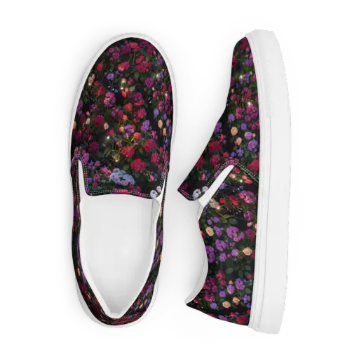 Velvet Bloom on a Men's Slip-On Canvas Shoes