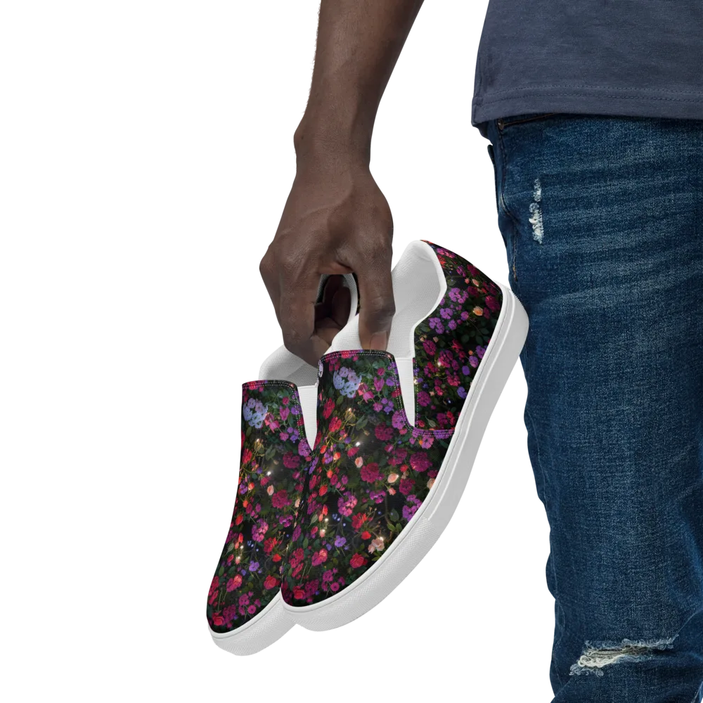 Velvet Bloom on Men's Slip-On Canvas Shoes — Left Front