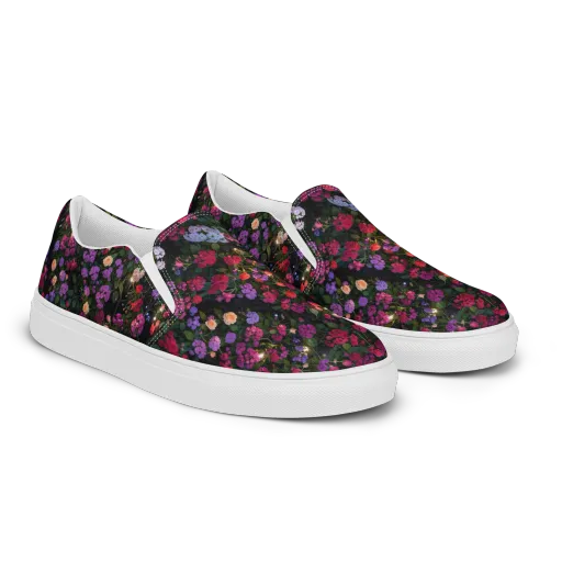 Velvet Bloom on a Women's Slip-On Canvas Shoes