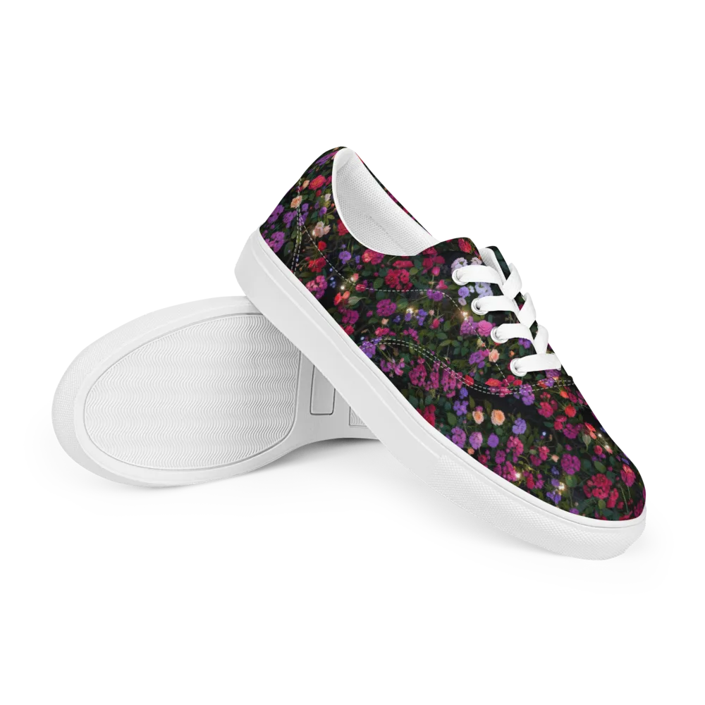 Velvet Bloom on Men's Lace-Up Canvas Shoes — Right Front