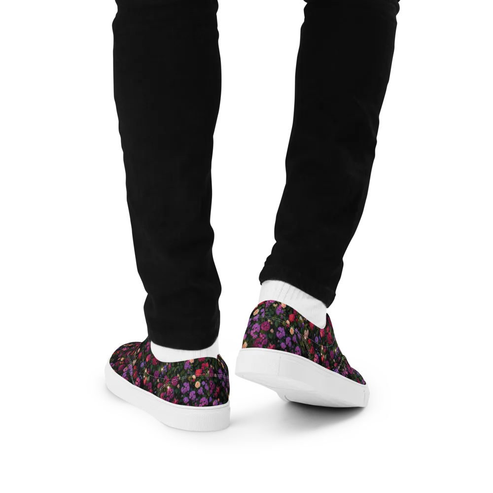 Velvet Bloom on Men's Lace-Up Canvas Shoes — Back