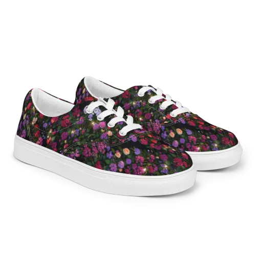 Velvet Bloom on a Men's Lace-Up Canvas Shoes