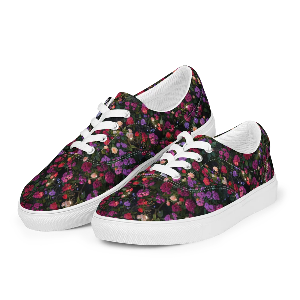 Velvet Bloom on Men's Lace-Up Canvas Shoes — Left Front