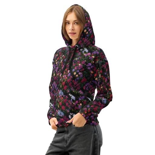 Velvet Bloom on a Cotton Hoodie