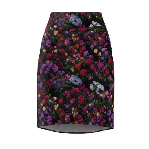 Velvet Bloom on a Pencil Skirt
