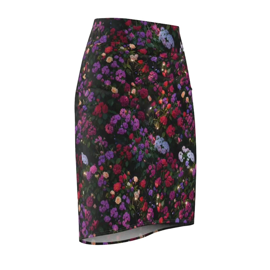 Velvet Bloom on Pencil Skirt — Front Side