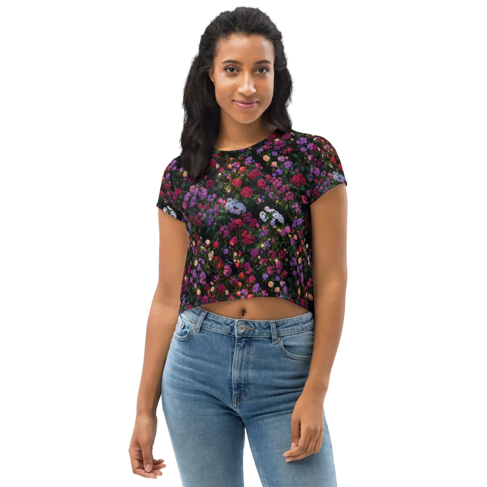 Velvet Bloom on Crop Tee — Front