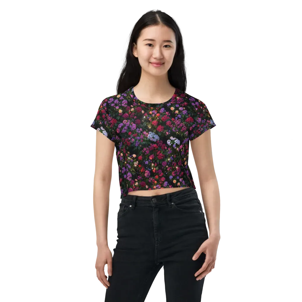 Velvet Bloom on Crop Tee — Front
