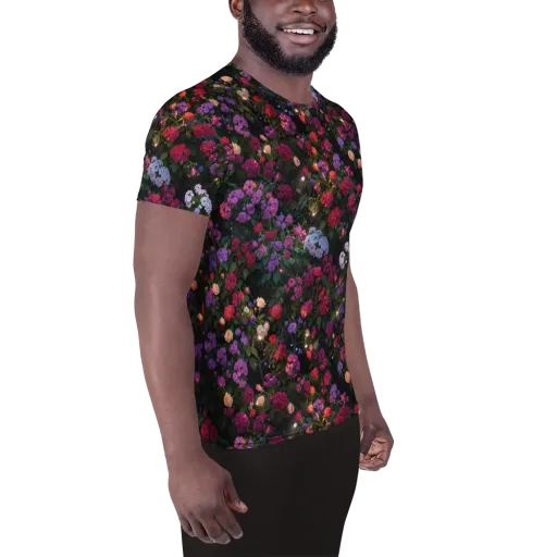 Velvet Bloom on a Men's Athletic T-Shirt