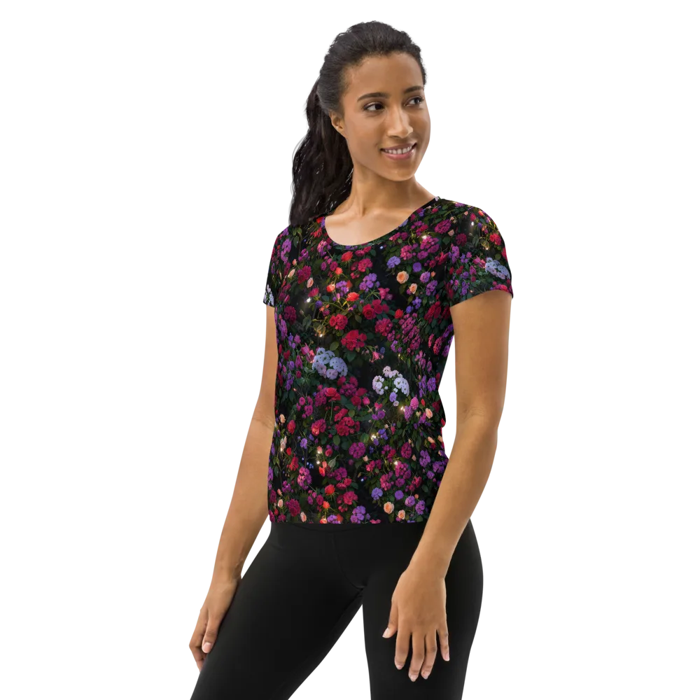 Velvet Bloom on Women's Athletic T-Shirt — Left