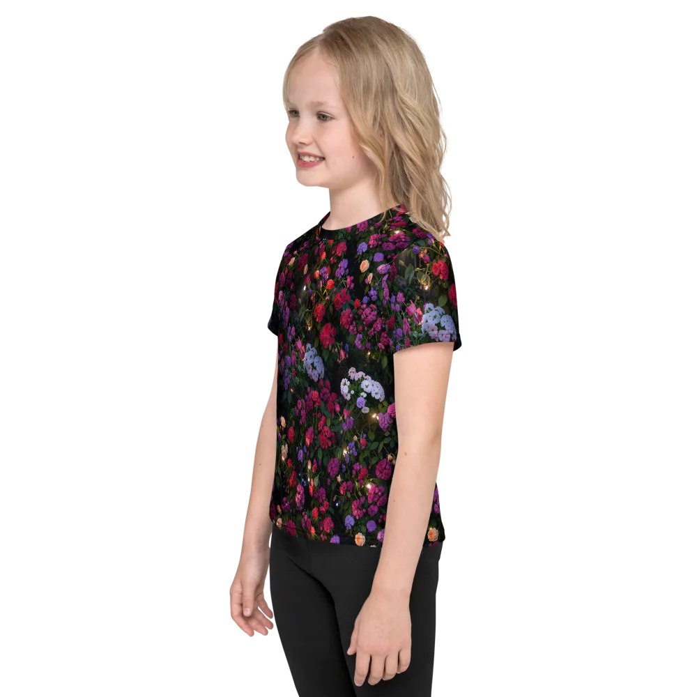 Velvet Bloom on Kids Crew Neck T-Shirt — Left