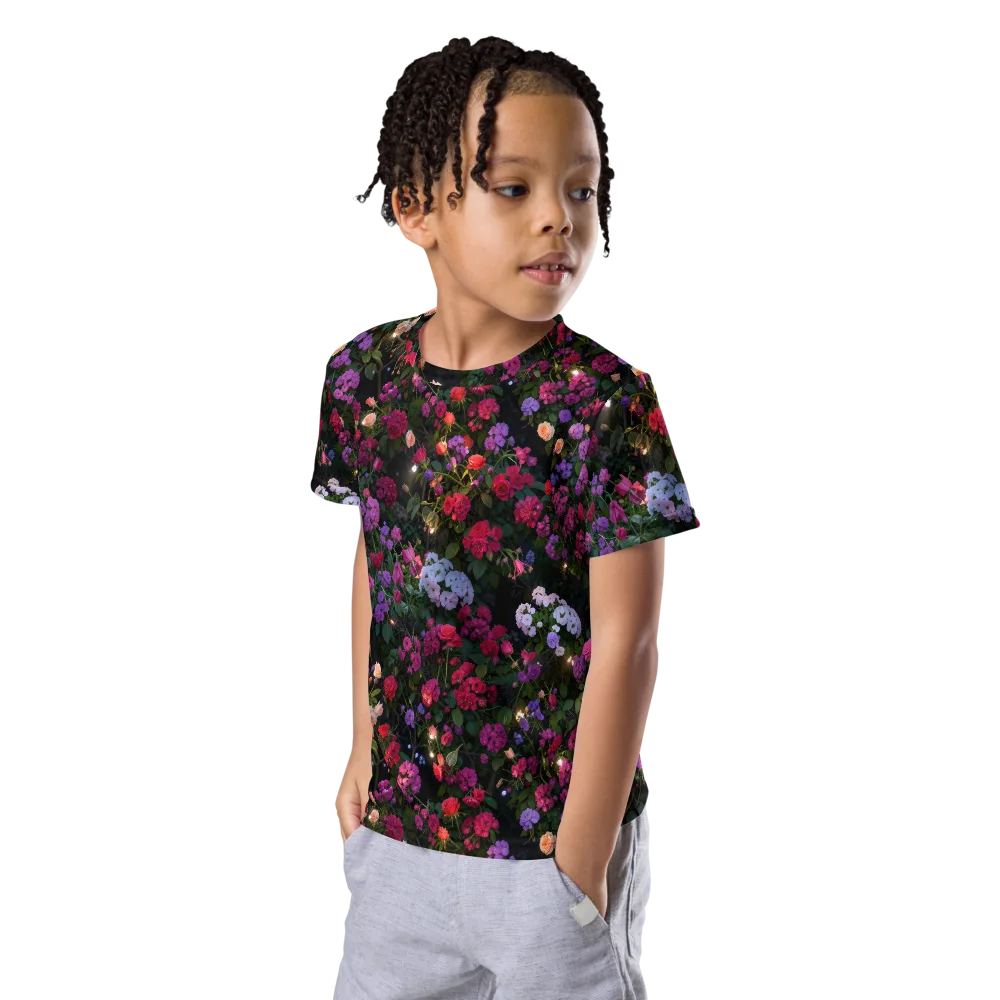 Velvet Bloom on Kids Crew Neck T-Shirt — Left Front
