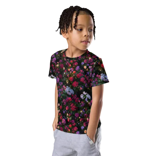 Velvet Bloom on a Kids Crew Neck T-Shirt