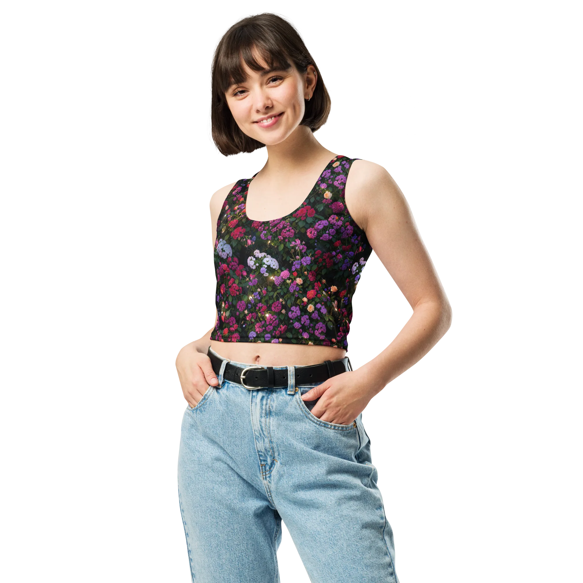 Velvet Bloom on Crop Top — Front