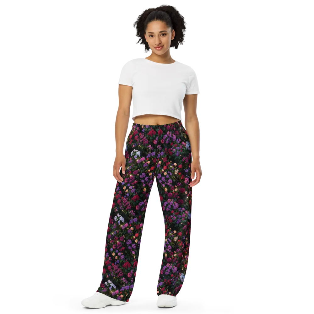 Velvet Bloom on Wide-Leg Pants — Front
