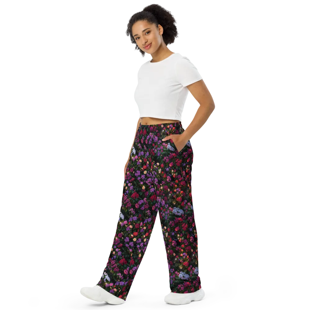 Velvet Bloom on Wide-Leg Pants — Left Front
