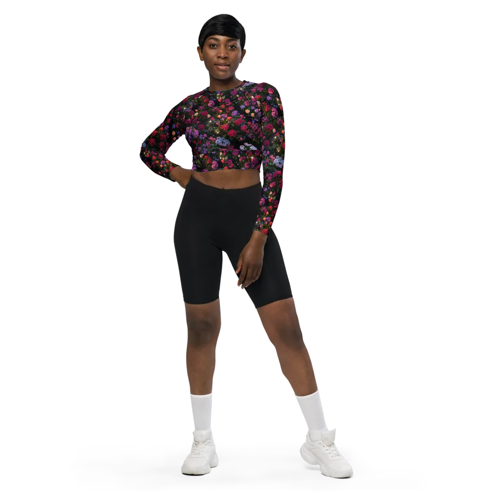 Velvet Bloom on Long Sleeve Crop Top — Front