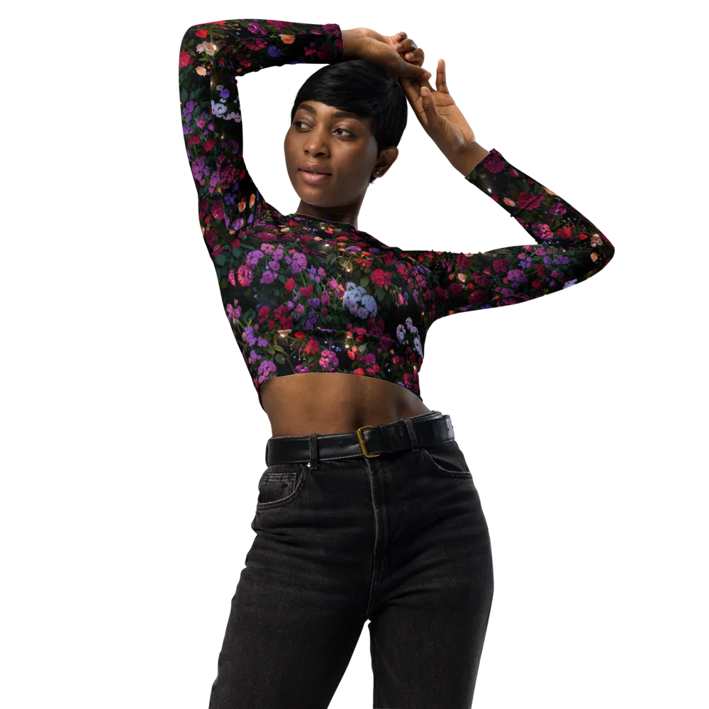 Velvet Bloom on Long Sleeve Crop Top — Front