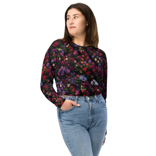 Velvet Bloom on a Long Sleeve Crop Top