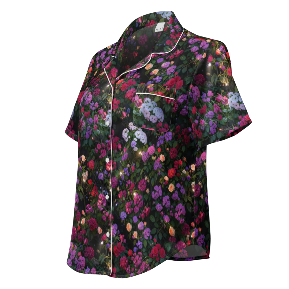 Velvet Bloom on Women's Short Sleeve Pajama Top — Left Front