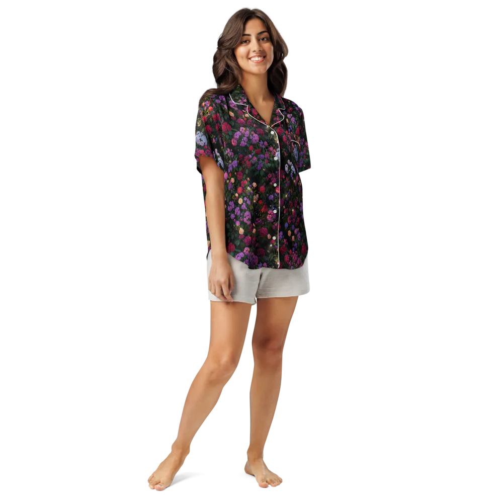 Velvet Bloom on Women's Short Sleeve Pajama Top — Front