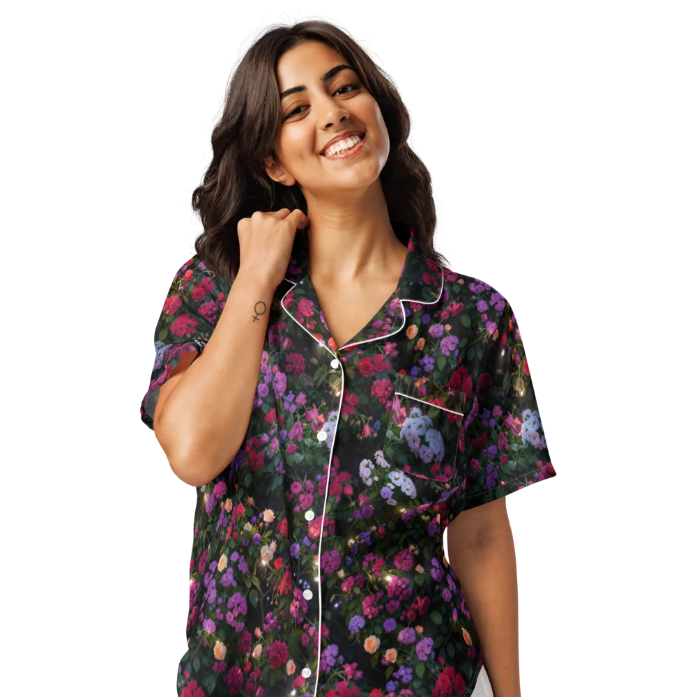 Velvet Bloom on Women's Short Sleeve Pajama Top — Front