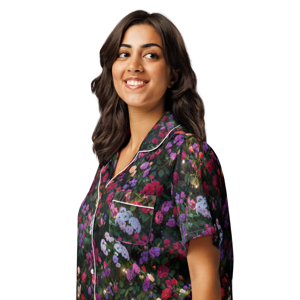 Velvet Bloom on Women's Short Sleeve Pajama Top — Left Front