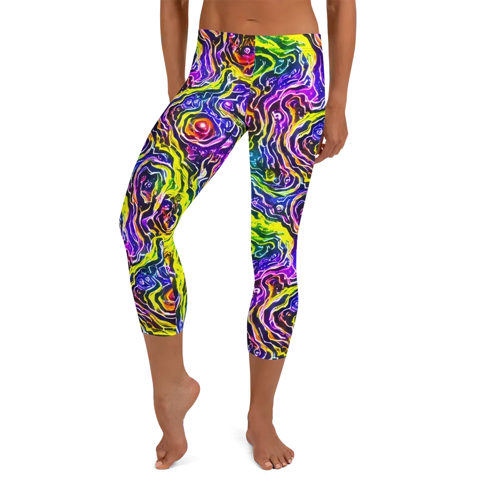 Cosmic Lava Lace on Capri Leggings — Front