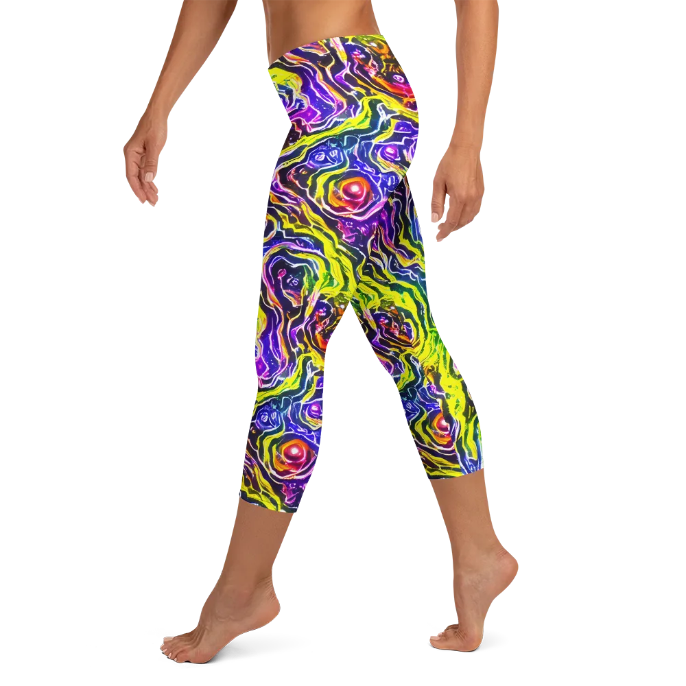Cosmic Lava Lace on Capri Leggings — Left