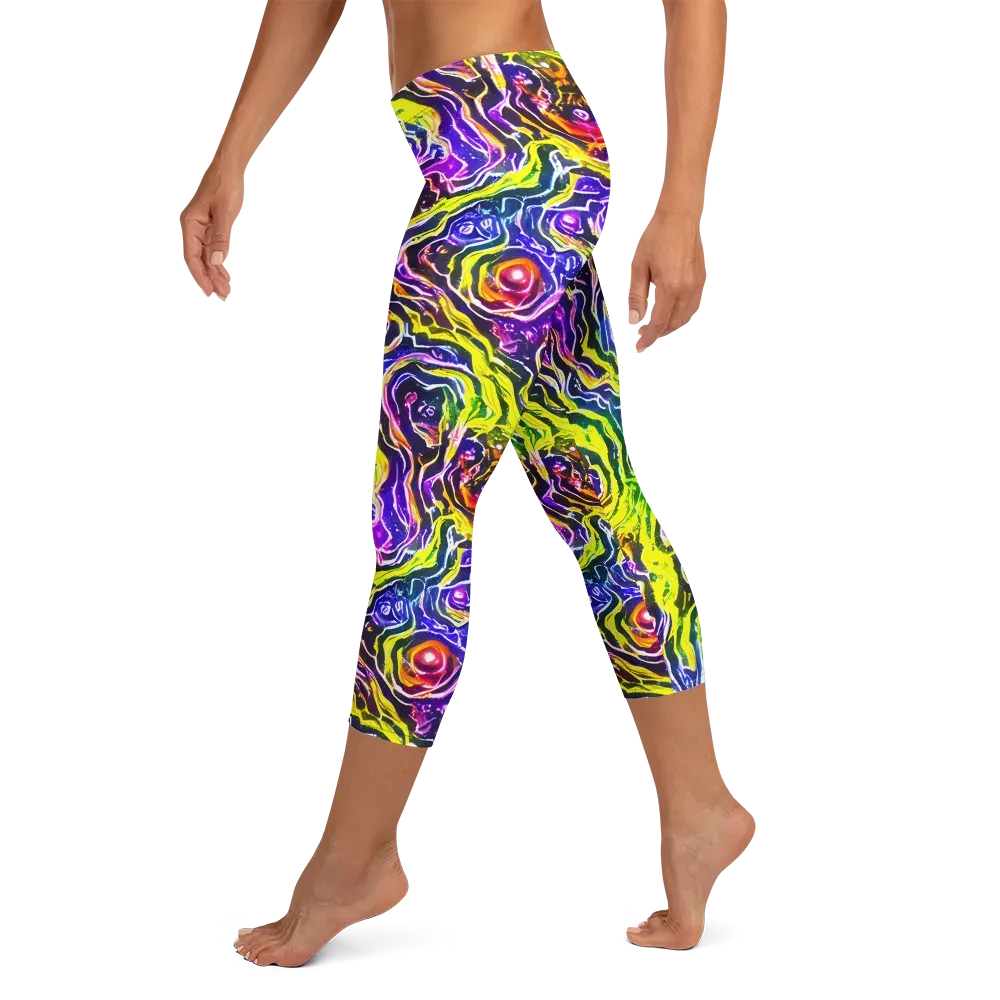 Cosmic Lava Lace on Capri Leggings — Left