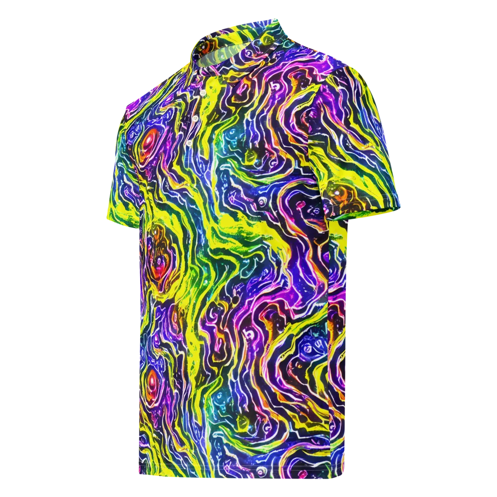Cosmic Lava Lace on Men's Slim Fit Polo Shirt — Left Front