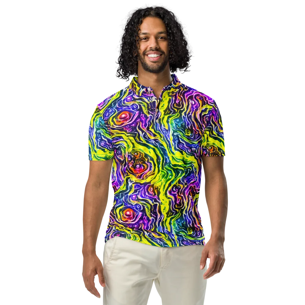 Cosmic Lava Lace on Men's Slim Fit Polo Shirt — Front