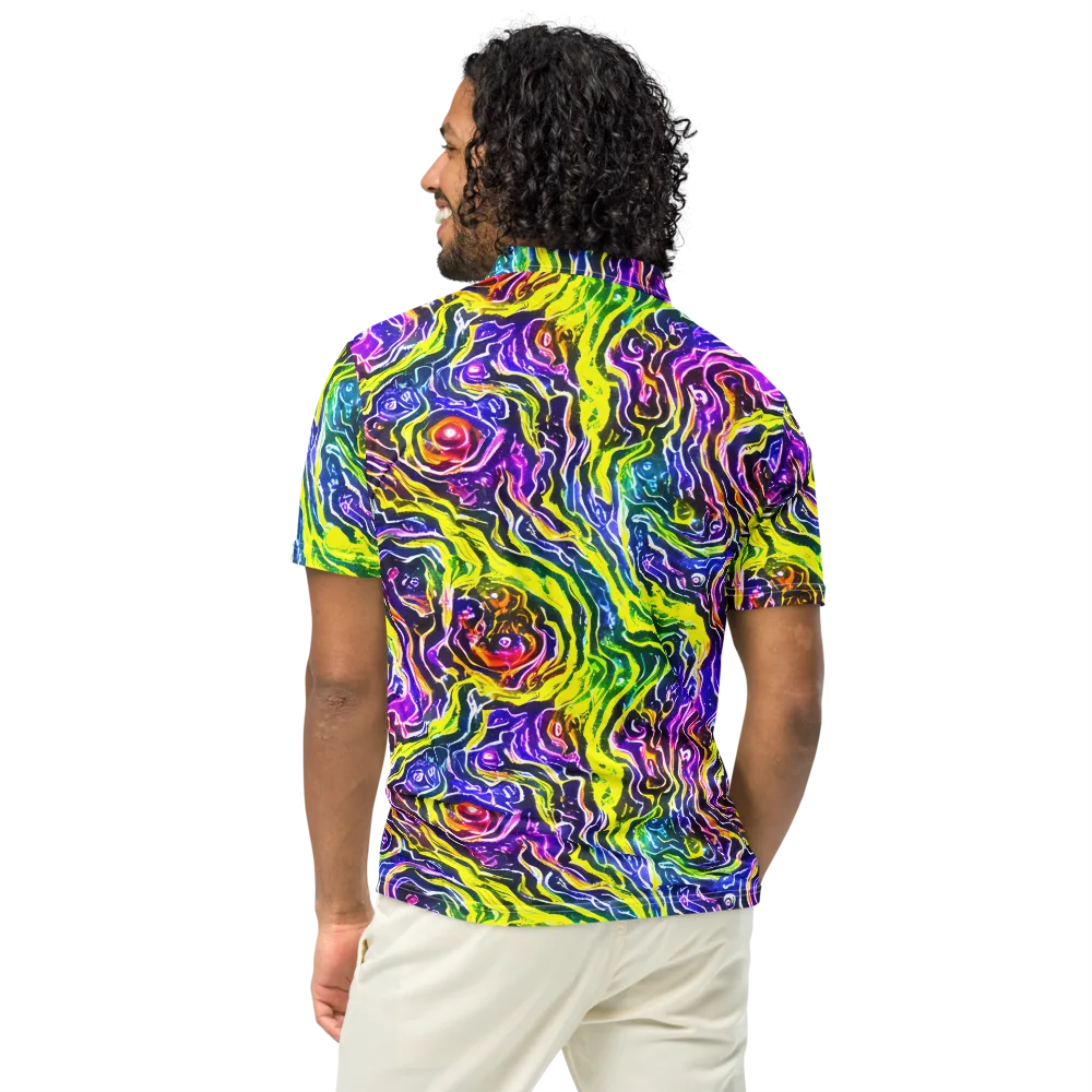 Cosmic Lava Lace on Men's Slim Fit Polo Shirt — Back