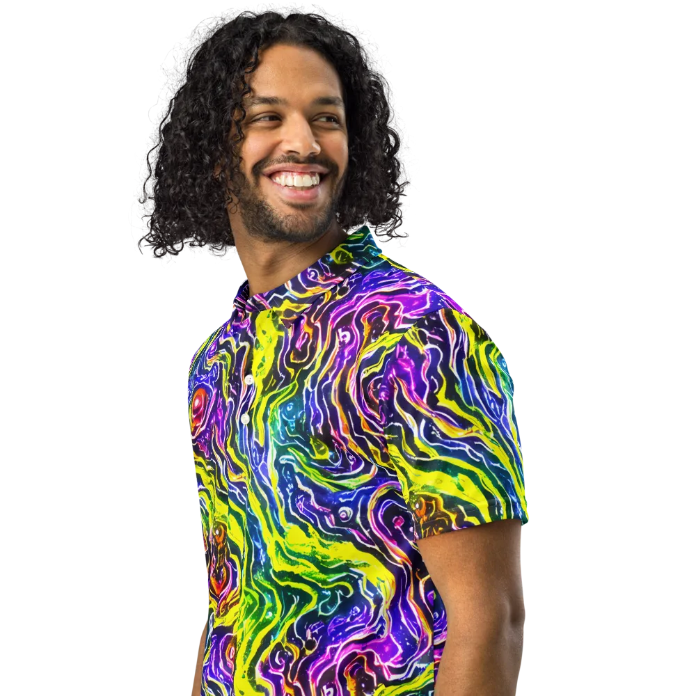 Cosmic Lava Lace on Men's Slim Fit Polo Shirt — Left Front