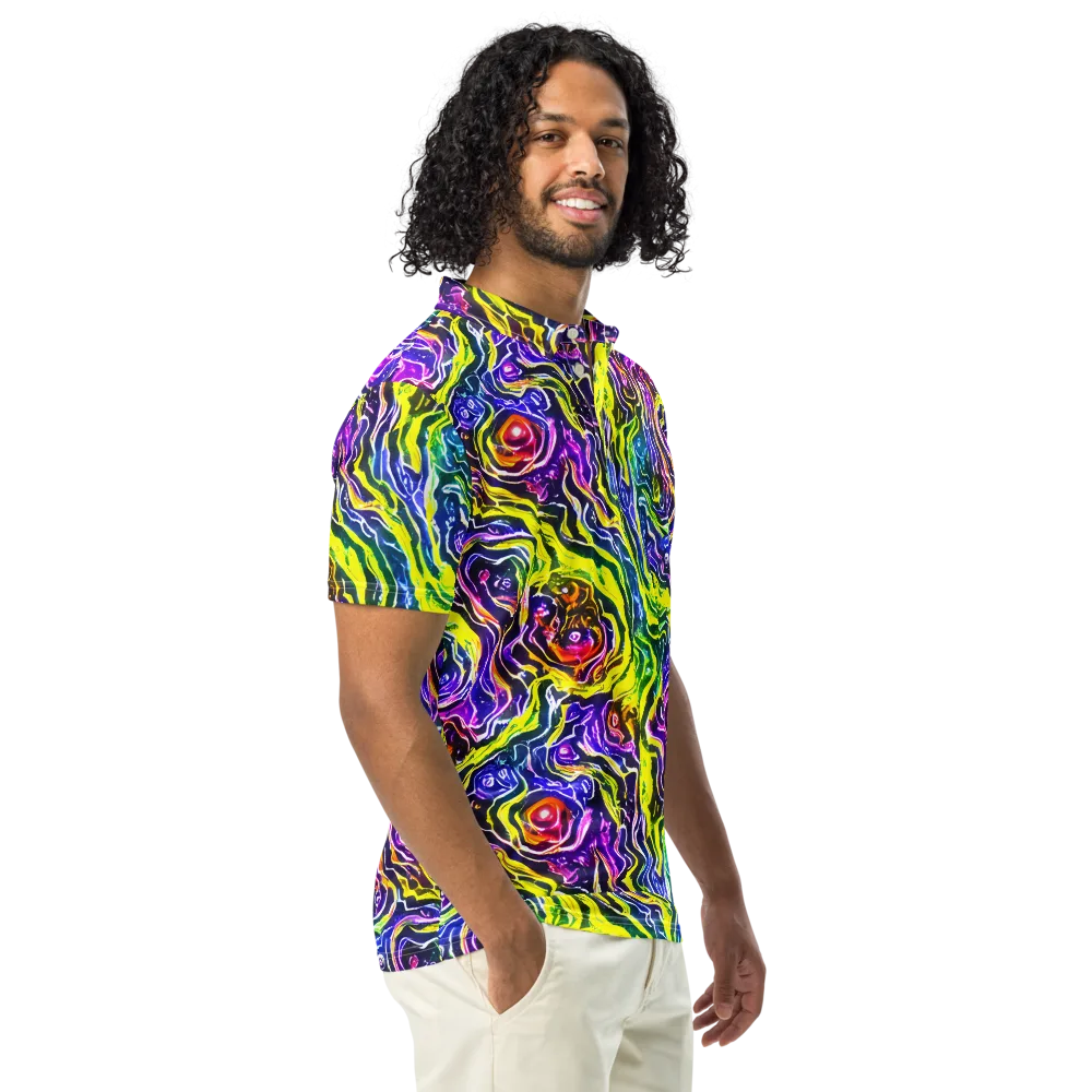 Cosmic Lava Lace on Men's Slim Fit Polo Shirt — Right Front