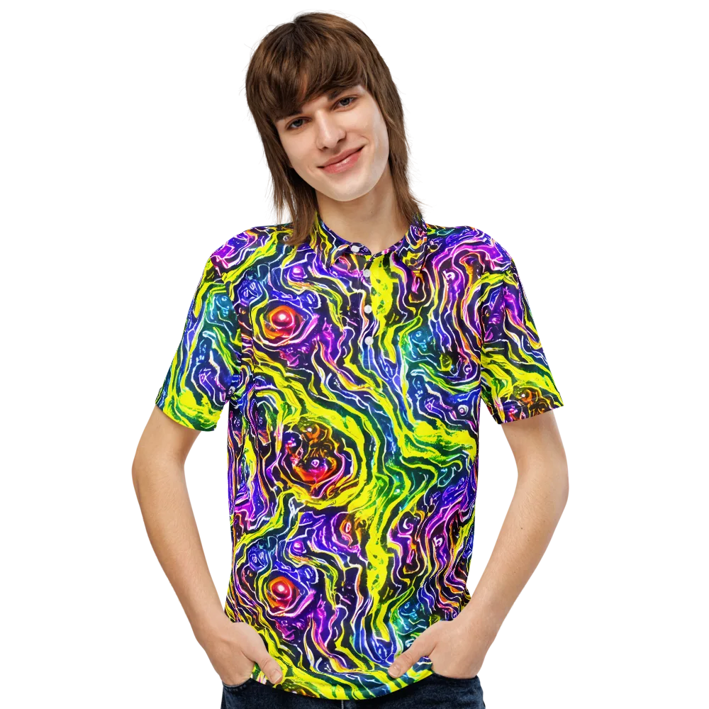 Cosmic Lava Lace on Men's Slim Fit Polo Shirt — Front