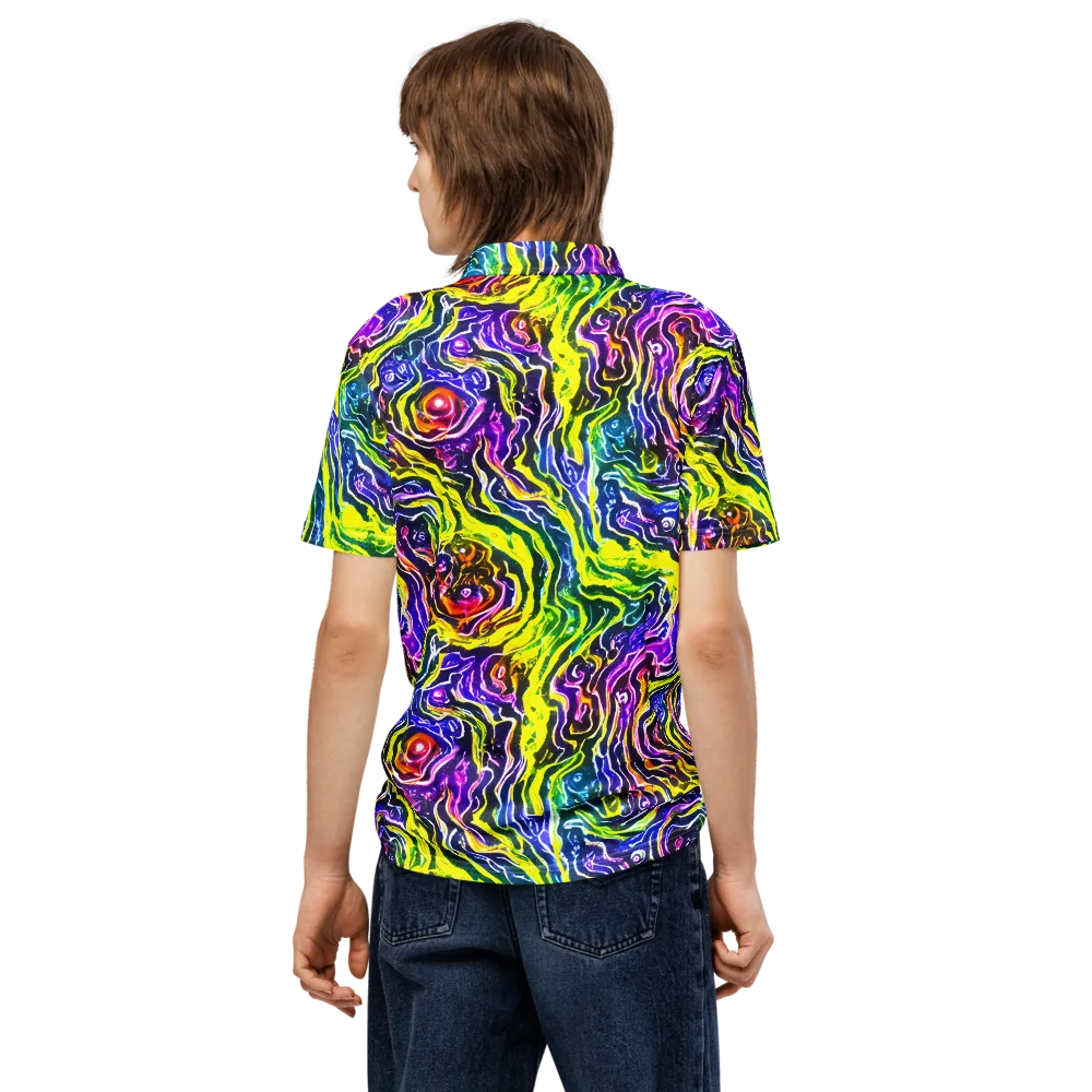 Cosmic Lava Lace on Men's Slim Fit Polo Shirt — Back