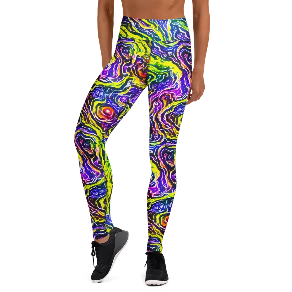 Cosmic Lava Lace on Yoga Leggings — Front