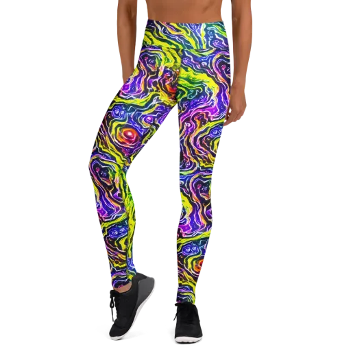 Cosmic Lava Lace on a Yoga Leggings